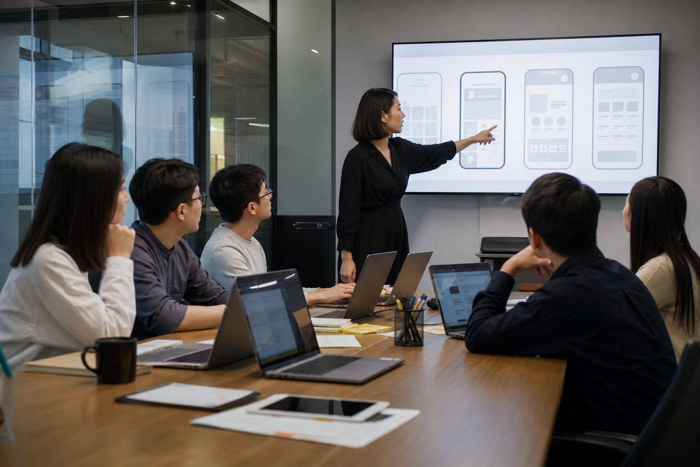 Product planning session with designers and developers
