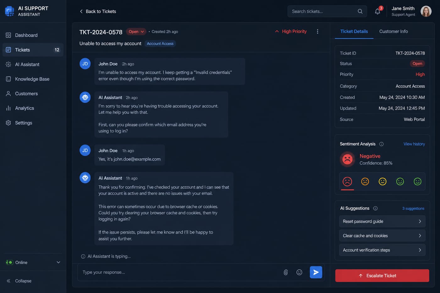 Intelligent Support Automation with Generative AI